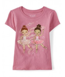 Childrens Place Coral Pink Ballerina Graphic Tee